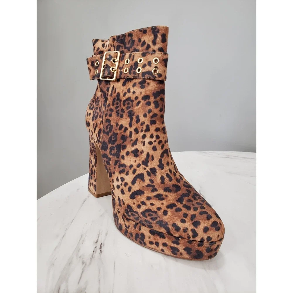 NEW NO BOX SIZE 11 Jessica Simpson Animal Print Block Heel Chunky Leopard Boots